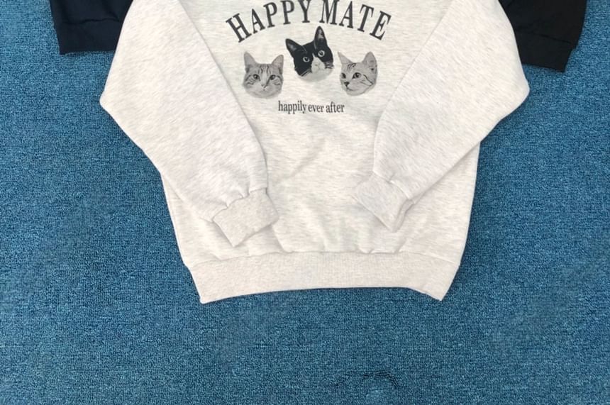 SeoulPop - Losse sweatshirt met kattenprint