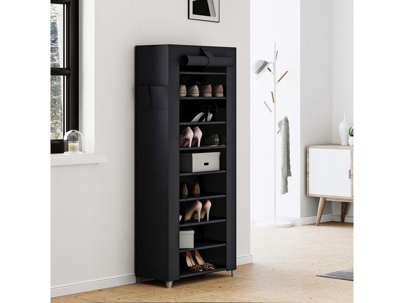 Songmics Schuhregal 28 x 162 cm, Schwarz Textilschrank