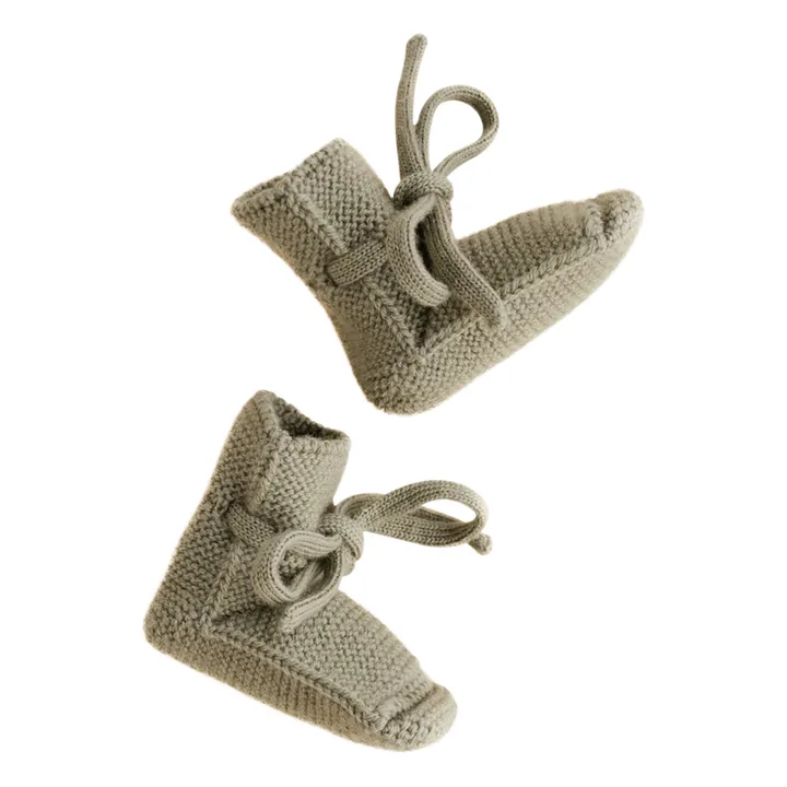 Hvid Chaussons Laine Mérinos | Vert kaki