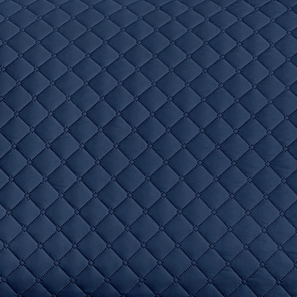 Capa protetora para sofá Vipalia com estampa de diamante. Azul-marinho. Chaise longue à direita, 240 cm.