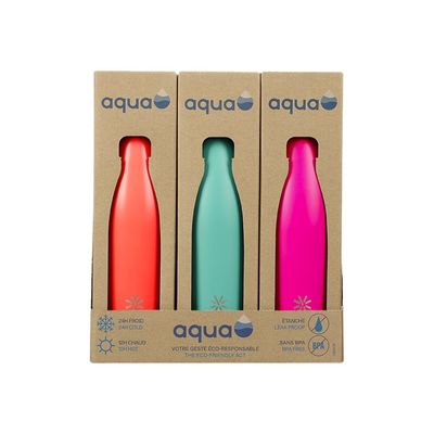 Aqua Neon - Gourde Bouteille isotherme 500 ml - double paroi - disponible dans différentes couleurs - Viquel