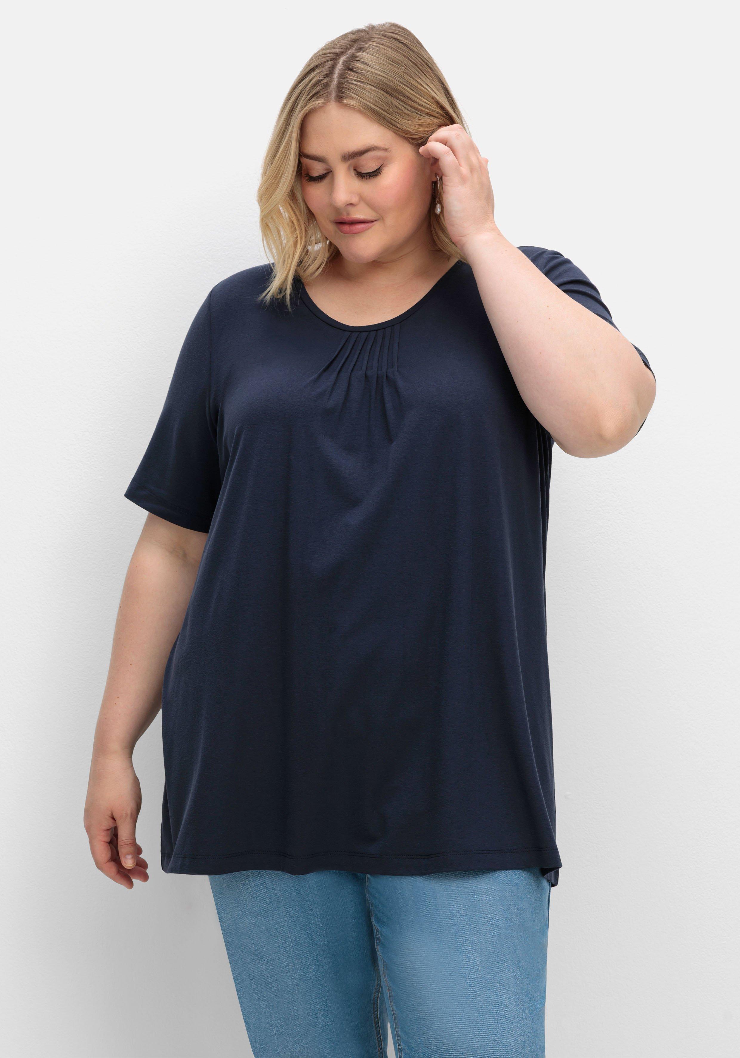 T-Shirt in A-Linie, mit Falten am Ausschnitt