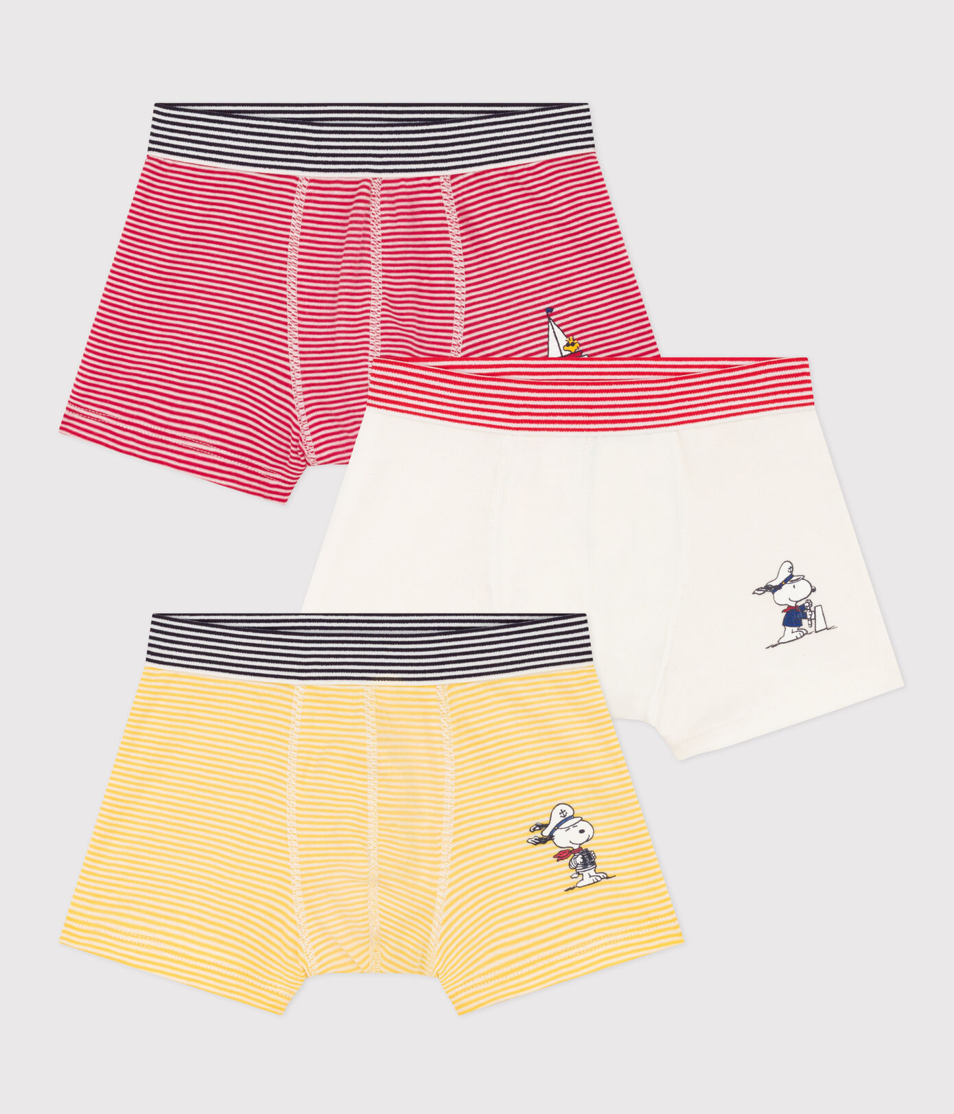 Lot de 3 boxers Petit Bateau X Snoopy en coton petit garçon