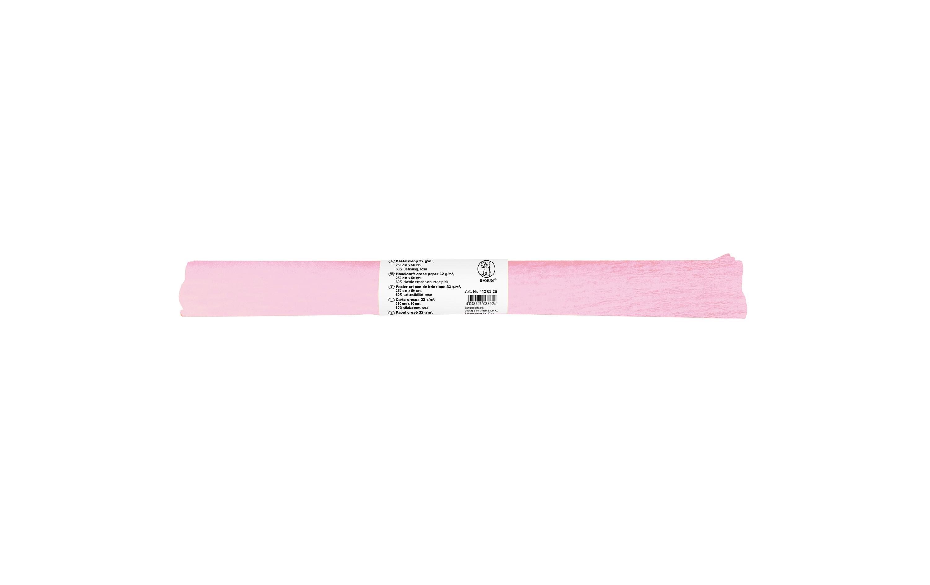 Krepppapier 50 cm x 2.5 m, 32 g/m², RosaBastelkrepp auf der Rolle