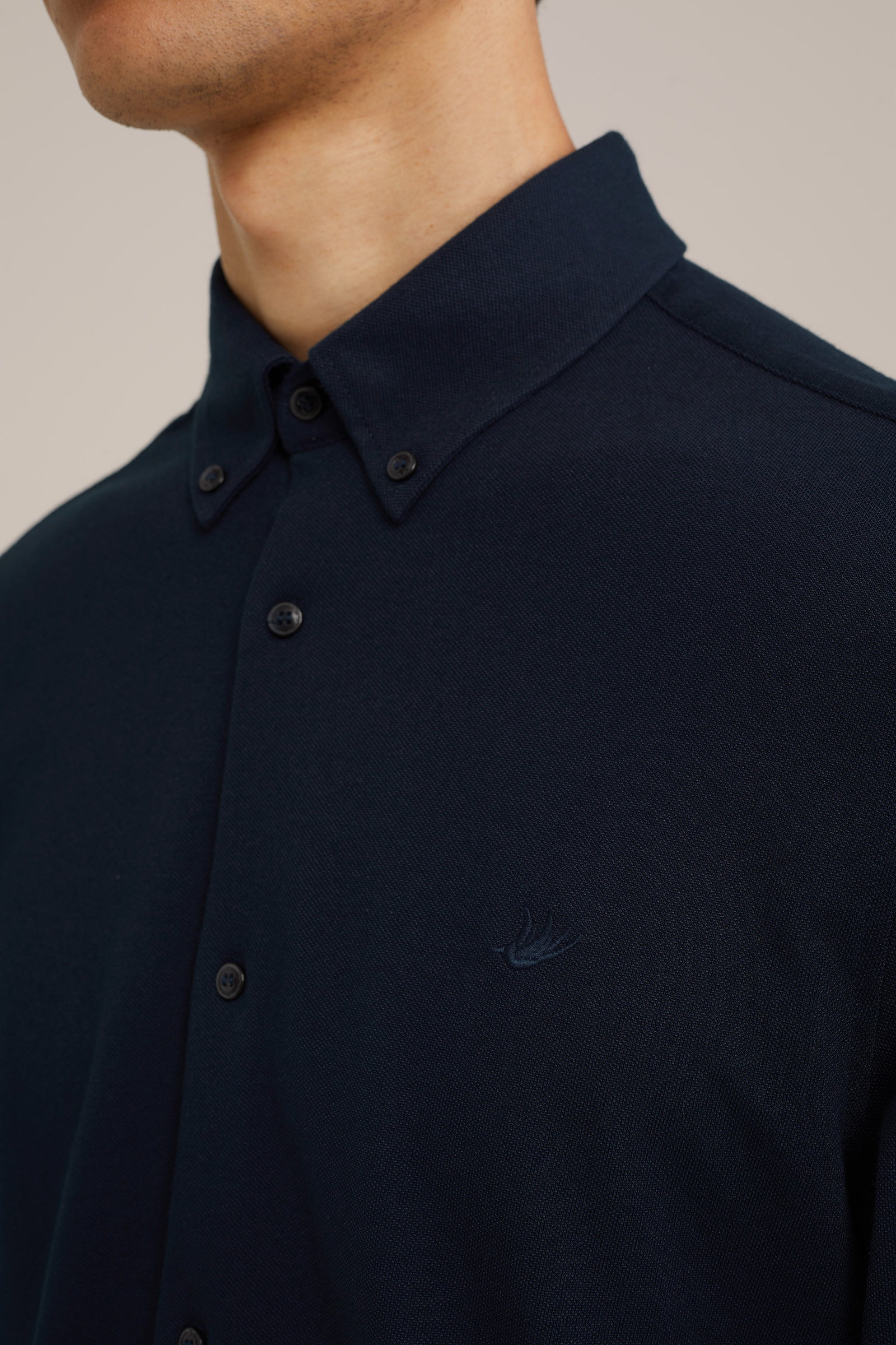 tall fit overhemd van piquéjersey WE Fashion Donkerblauw