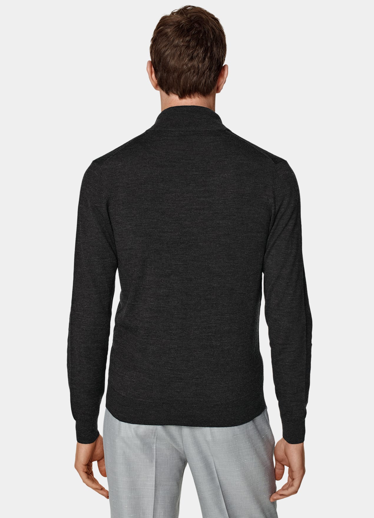 Cardigan zippé Merino gris foncé