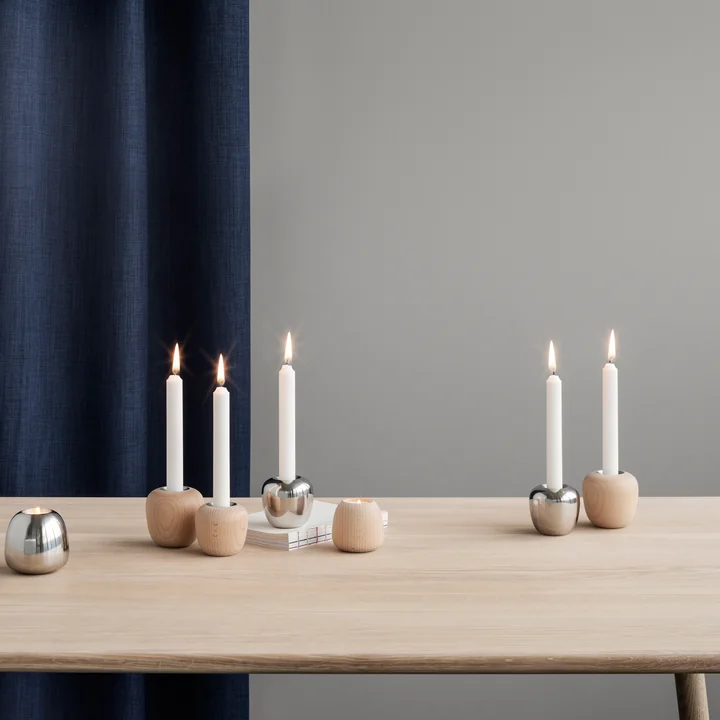 Stelton - Ora Kerzenständer, Ø 7,4 x H 7 cm, Buche