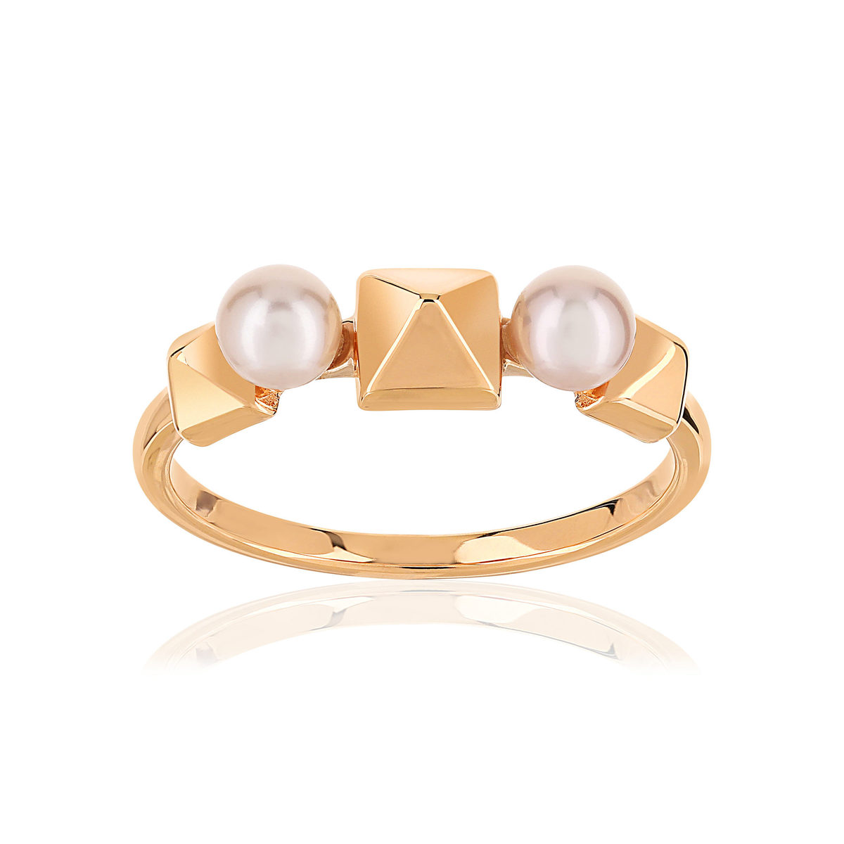 Bague plaqué or rose perles de culture