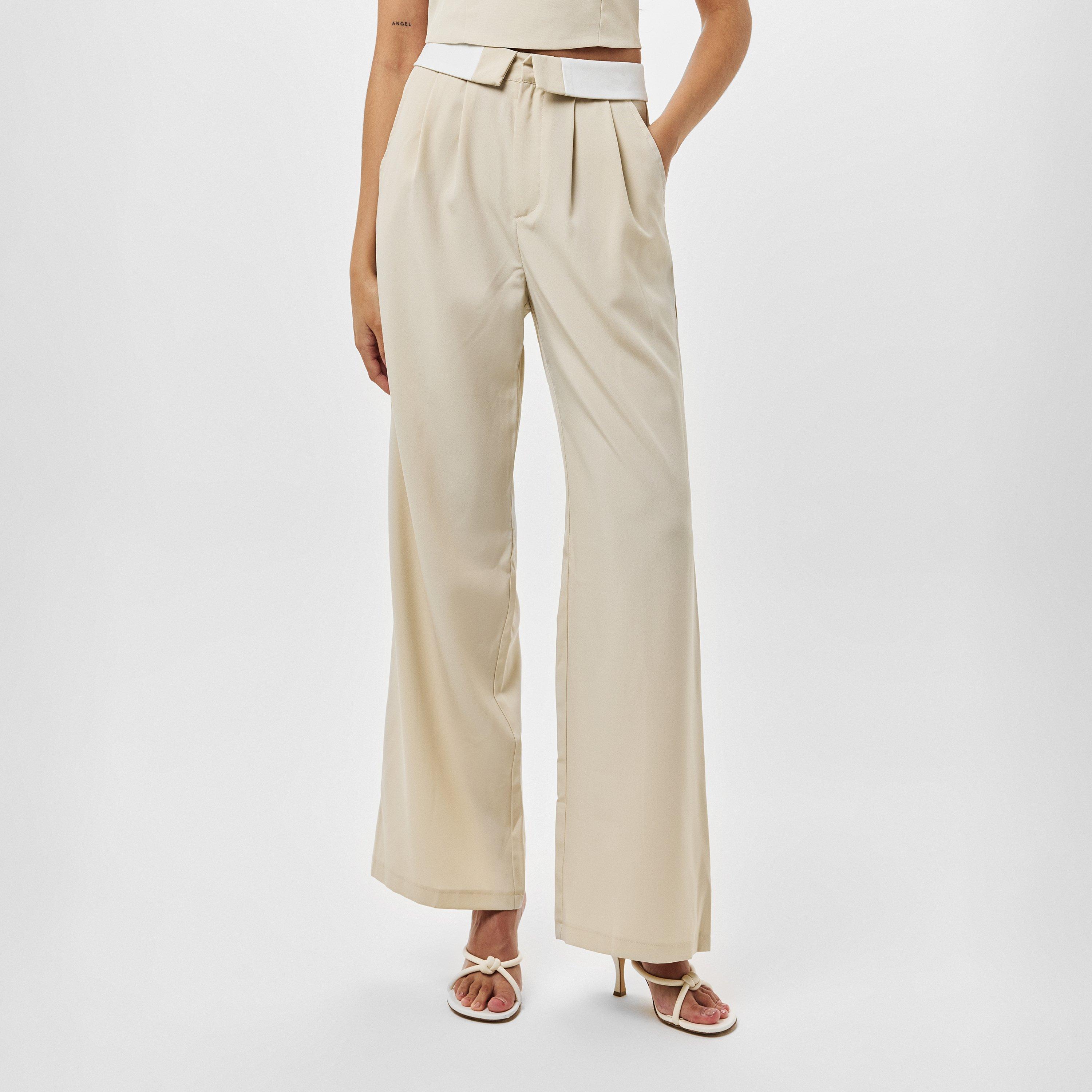 Missy Empire ME Fold Over Waist Wide Leg Trousers Womens