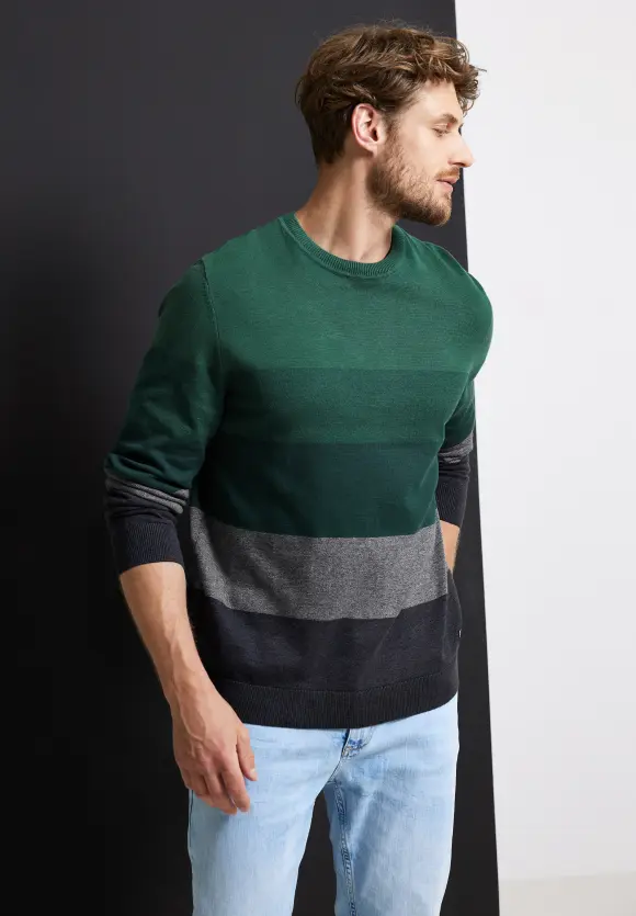 Pullover mit Streifenmuster - Jungle Green