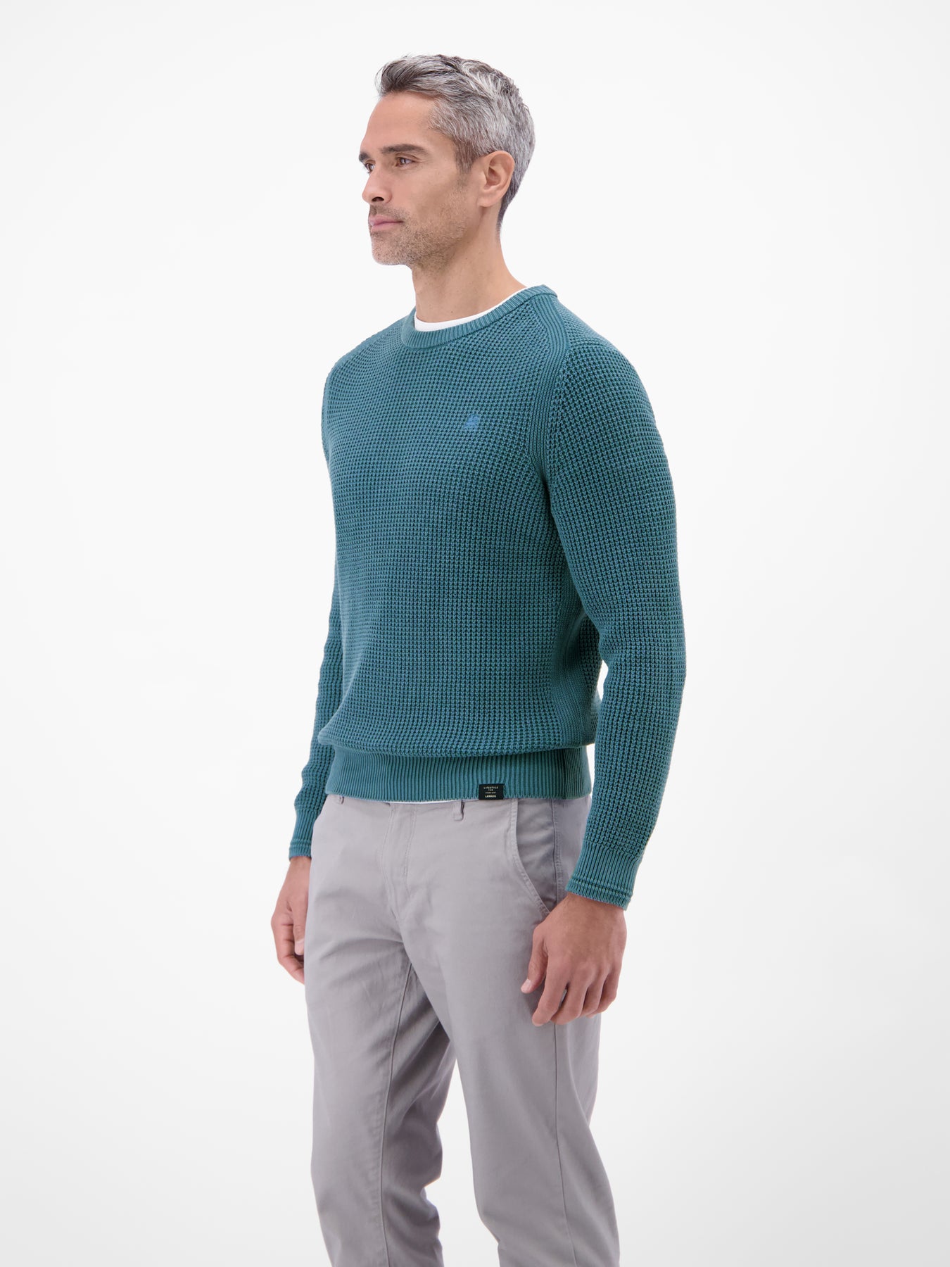 Herren Crewneck-Stricker in Strukturqualität