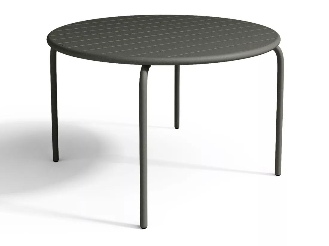 Salle à manger de jardin en métal - une table D.110 cm et 4 chaises empilables - Gris anthracite - MIRMANDE de MYLIA