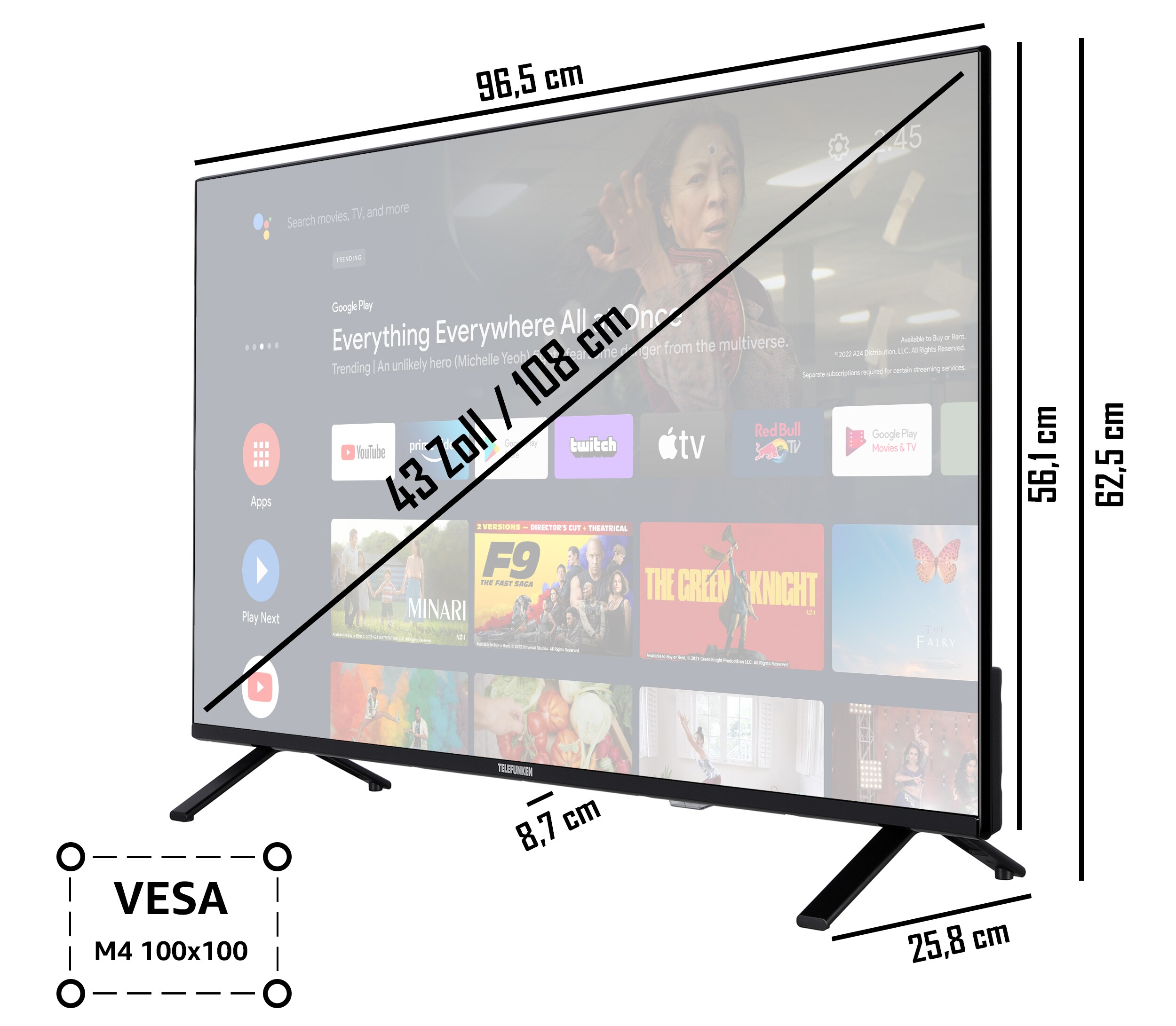Telefunken XU43AN751S 43 Zoll UHD Smart TV