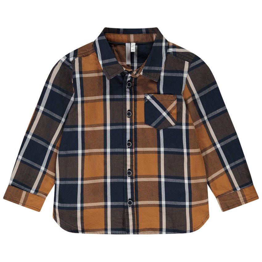 Chemise manches longues à carreaux pour bébé garçon - Bleu marine