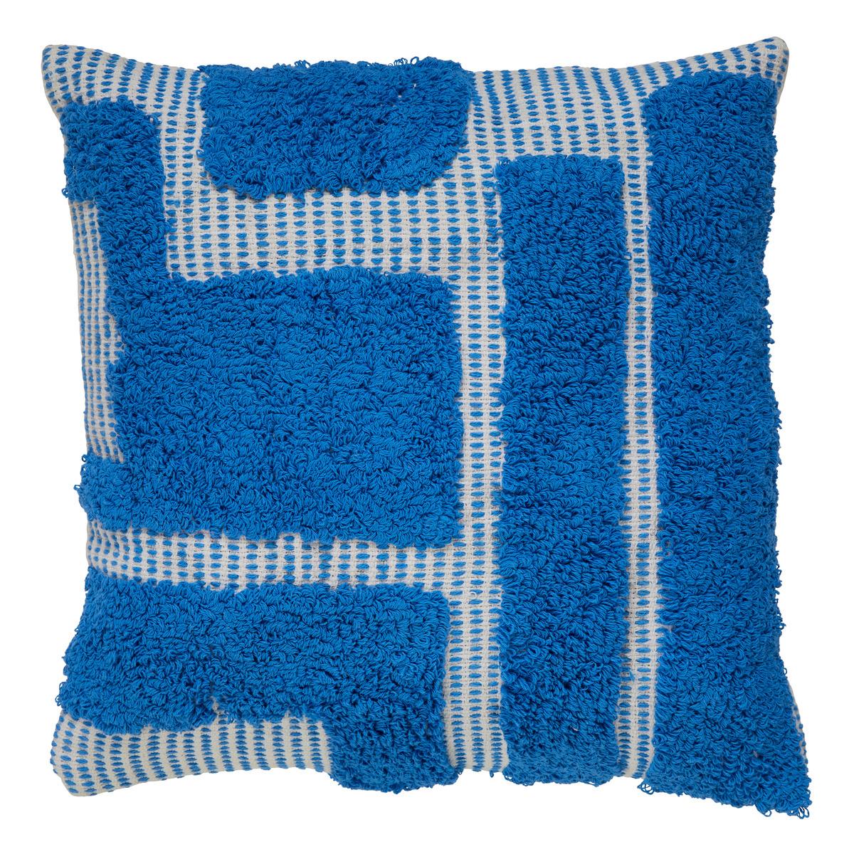COUSSIN COTON TUFTE POPPY BLEU 50X50CM