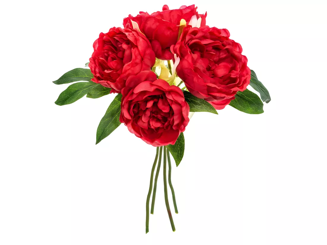 Bouquet de Fleurs artificielles 4 Pivoines Prune D. 25 x H. 30 cm