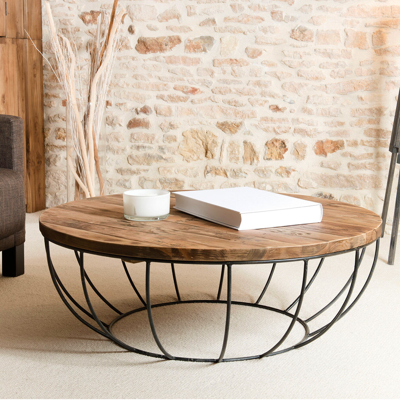 Macabane Table basse Kenzo bois/noir - D.100xH.35 cm