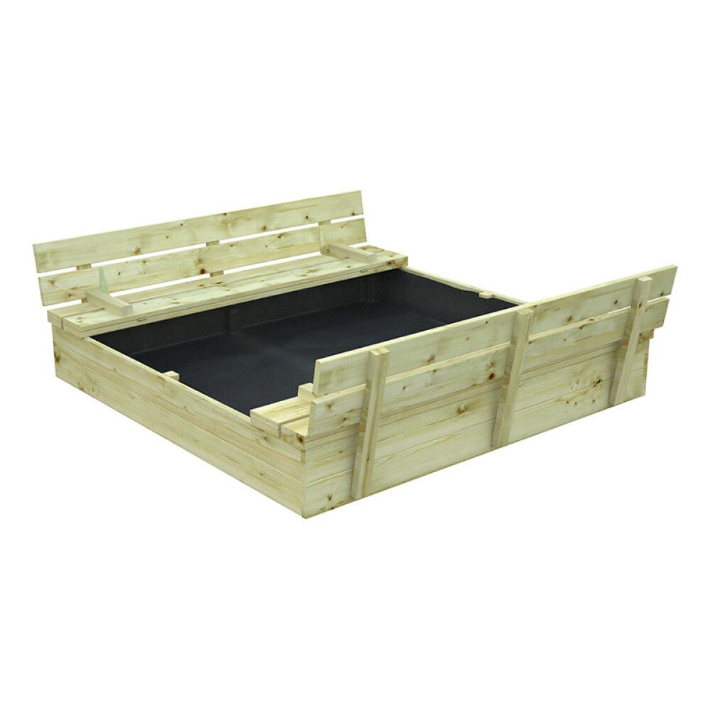 SANDKASSE PLUS MED LOKK 140X140CM TRYKKIMPREGNERT
