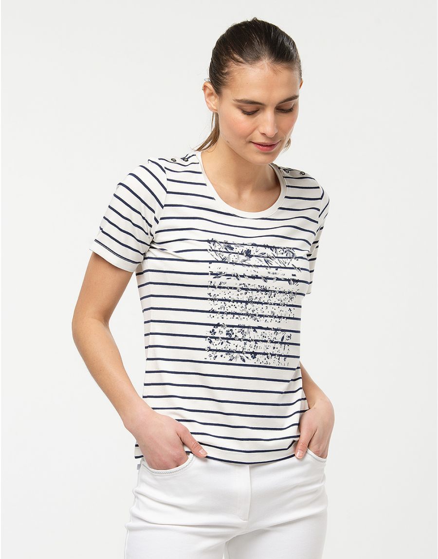 T-shirt rayé blanc marine