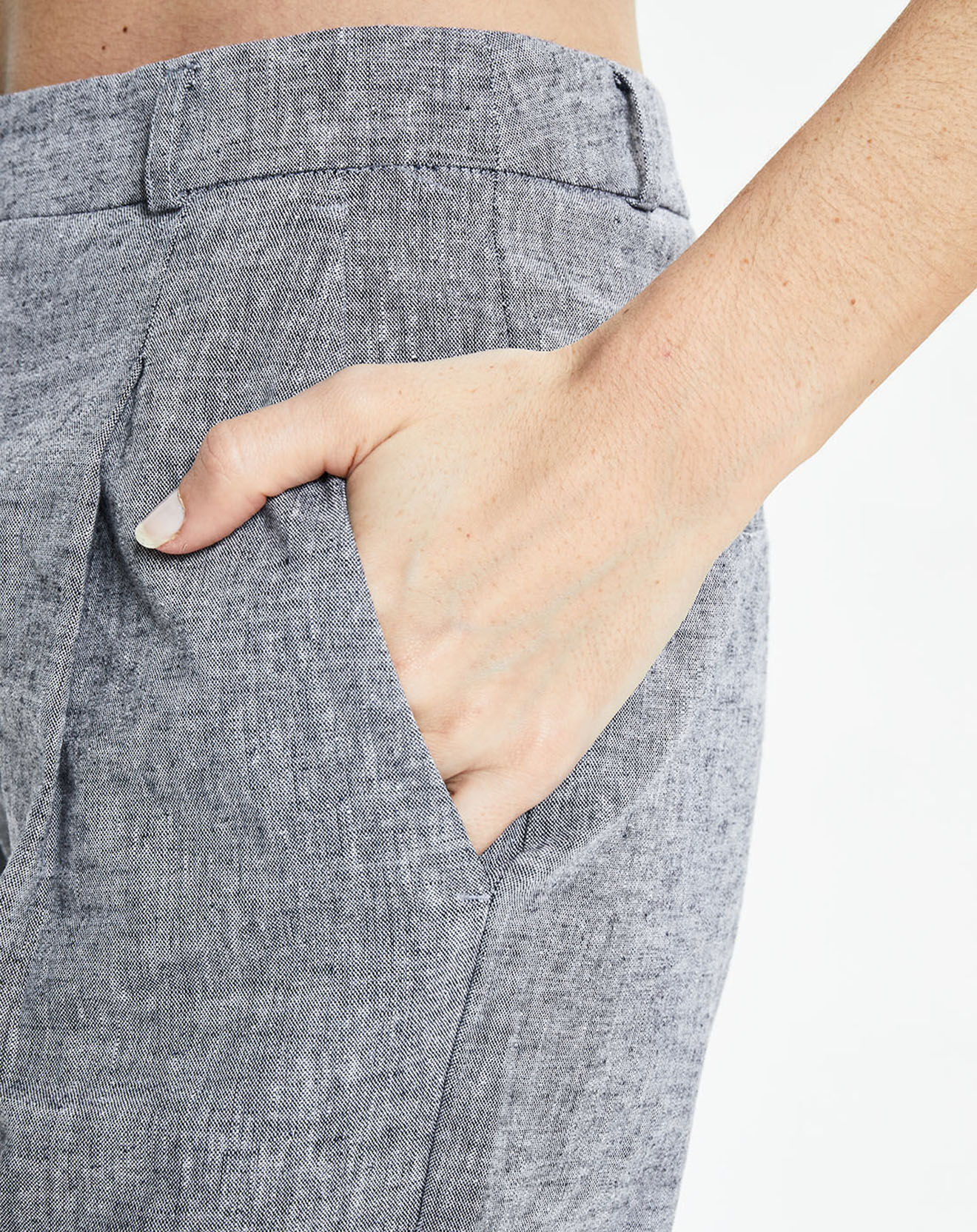 Yerse Pantalon en Lin mélangé Aurélie bleu marine
