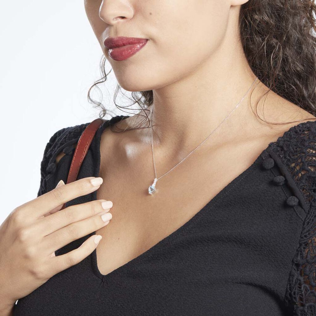 Collier Fany Or Blanc Topaze Et Oxyde De Zirconium