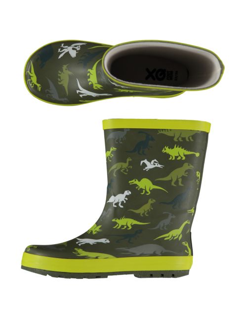 Xq Footwear Kinder Regenlaars Rubber Dinoprint Groen - Laarzen
