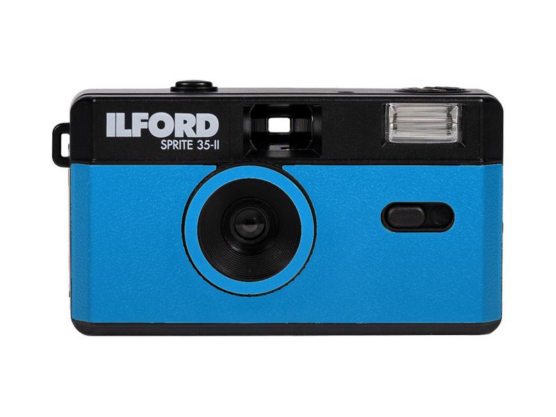 Ilford Analogkamera Sprite 35-II Blue & Black Kompaktkamera mit Blitz
