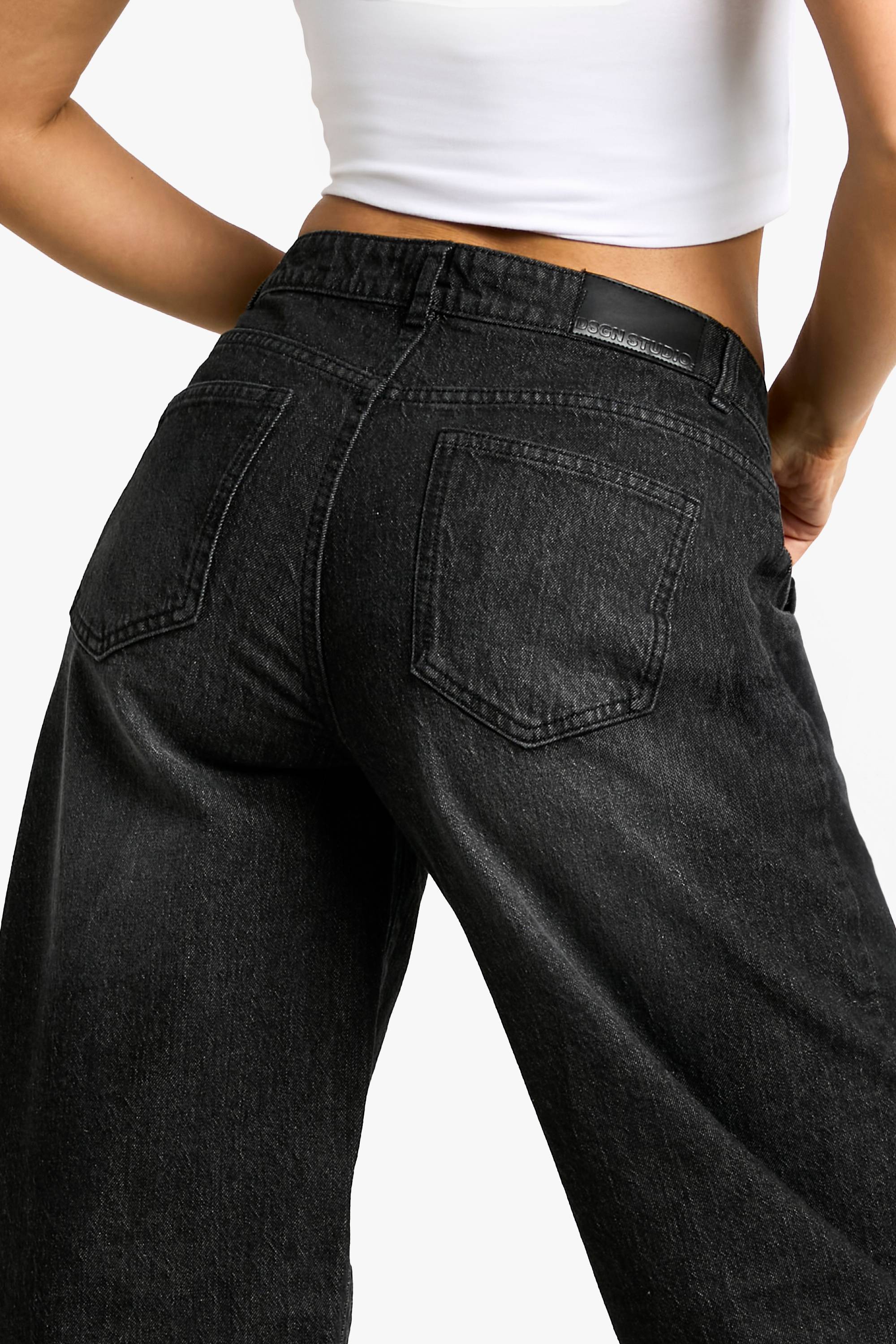 boohoo Jean Boyfriend Basique Taille Haute