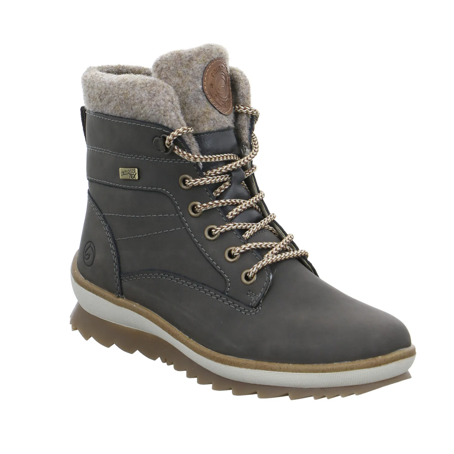 REMONTE Comfort-Snowboot Taupe Leder  mit TEX Membrane