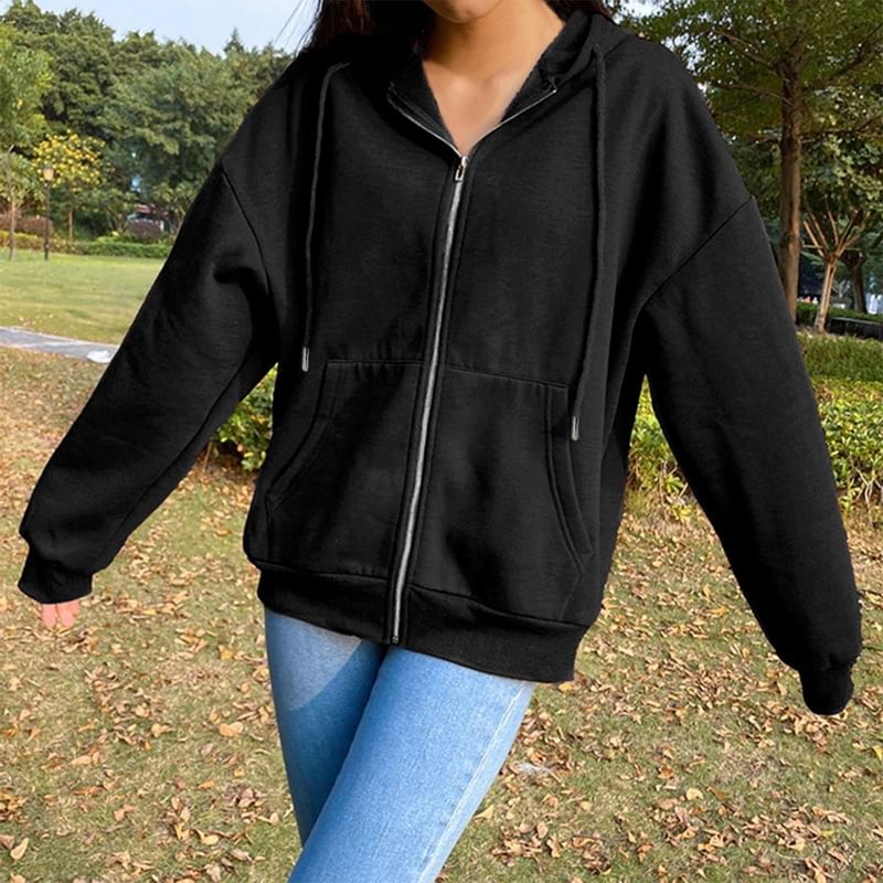 Trisica - Unisex hoodie met lange mouwen, losse pasvorm en rits