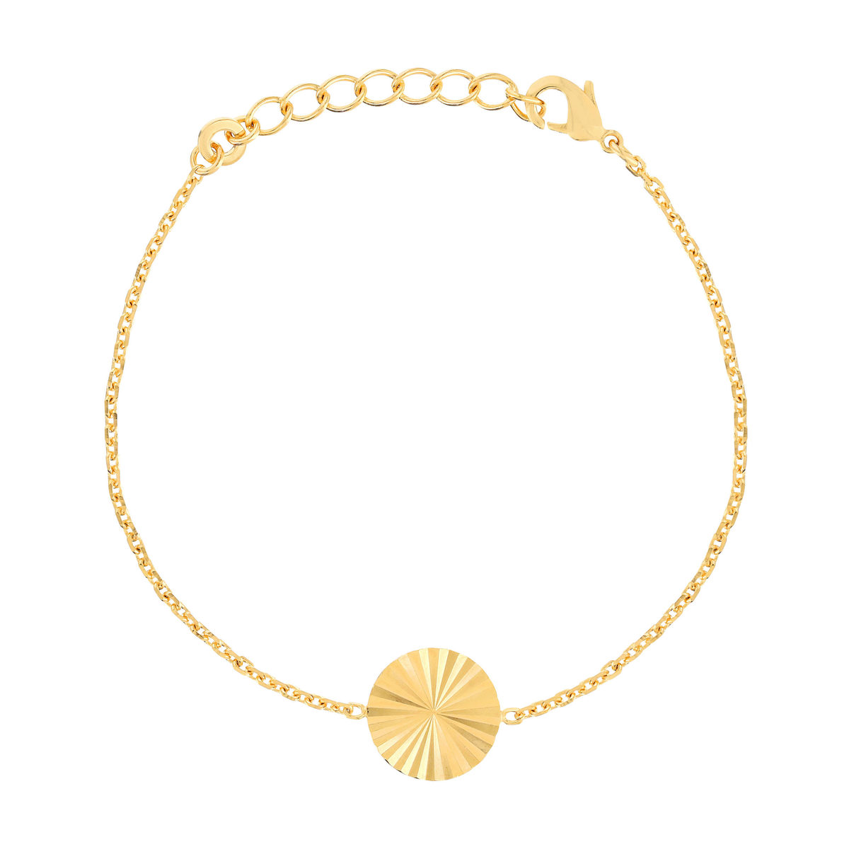 Bracelet plaqué or soleil strié 18 cm
