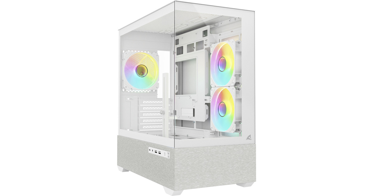 SharkoonMK7 ARGB mini tower behuizing  (Wit | 2x USB-A | 1x USB-C | RGB | Tempered Glass)