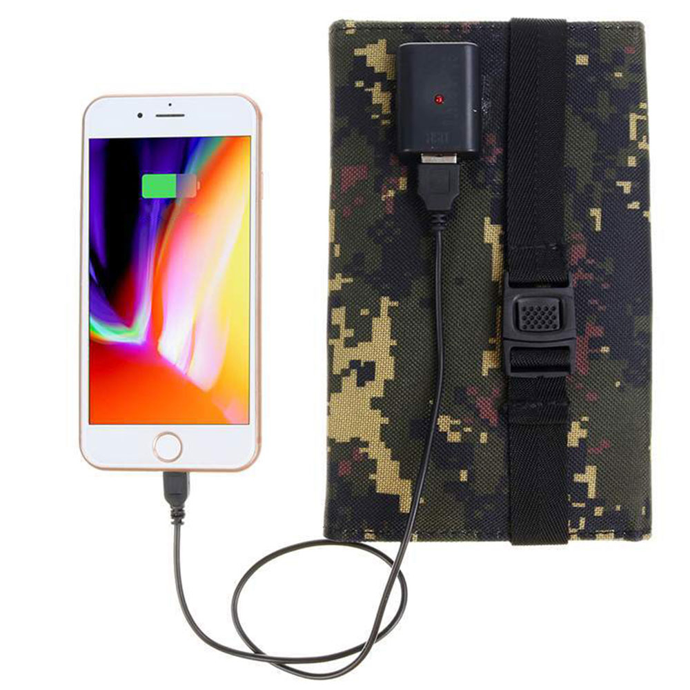 (20W) Faltbares Solar Panel Sonnenkollektor mit USB A Anschluss   Karabiner Haken - Schwarz