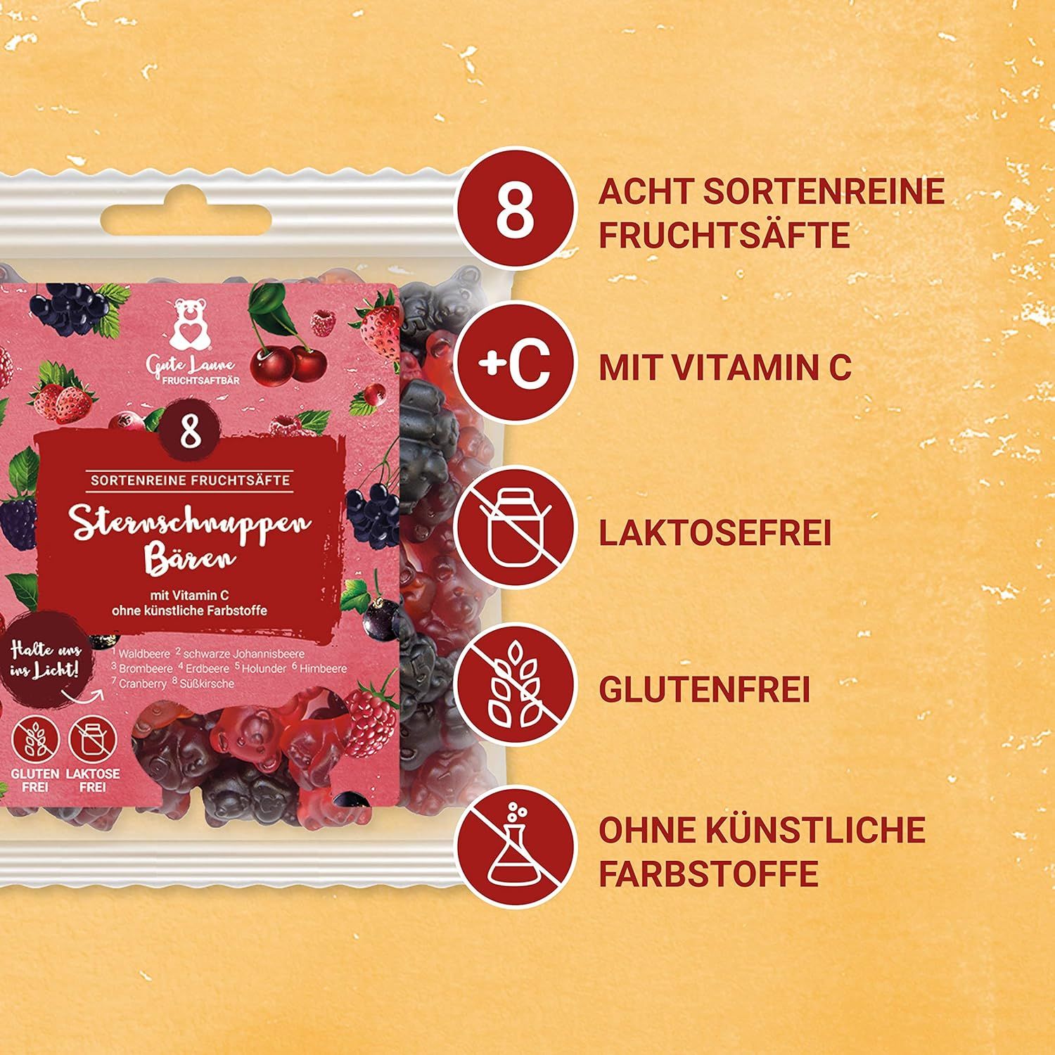 naschlabor 23 x 150g Sternschnuppen Bären rot Großverpackung