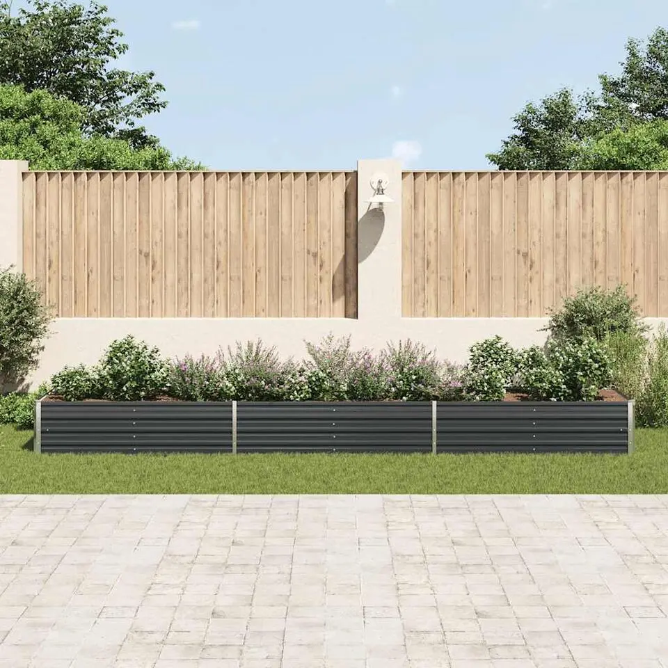 vidaXL - Verhoogde Tuinbak - Antraciet - Staal