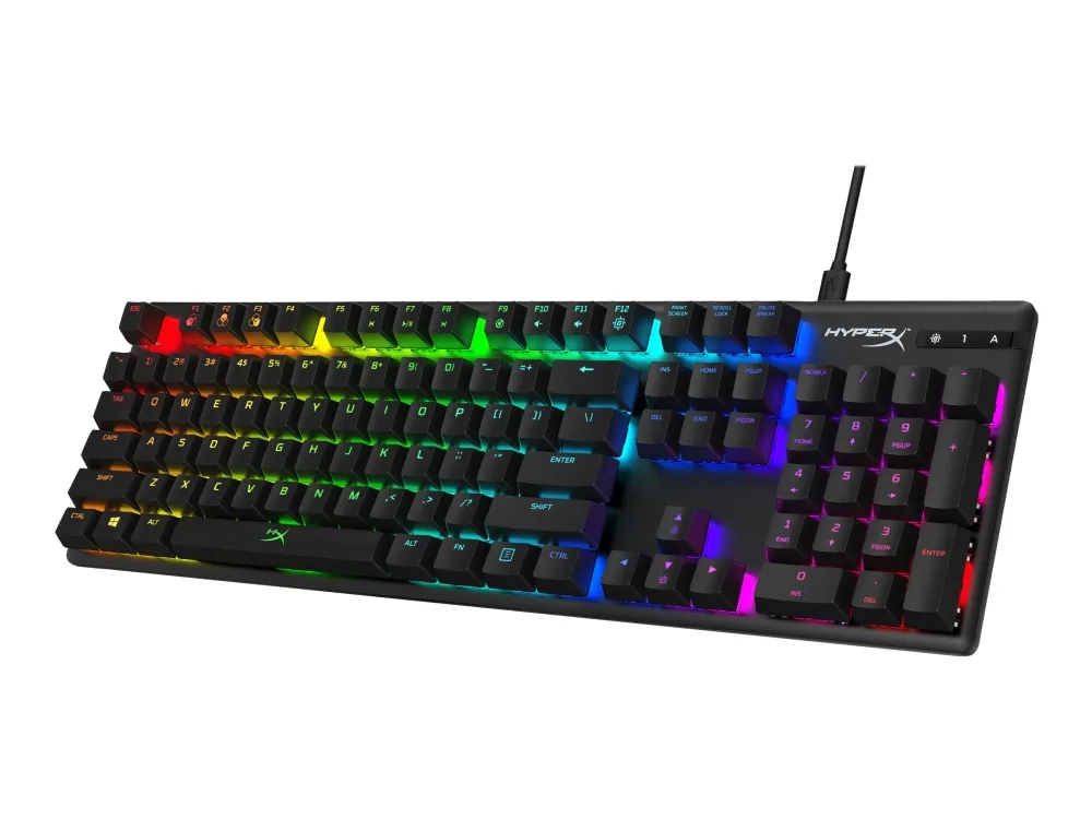HyperX Alloy Origins - Tastatur - bagbelyst - USB-C - QWERTY - USA - tastkontakt: HyperX Red - sort