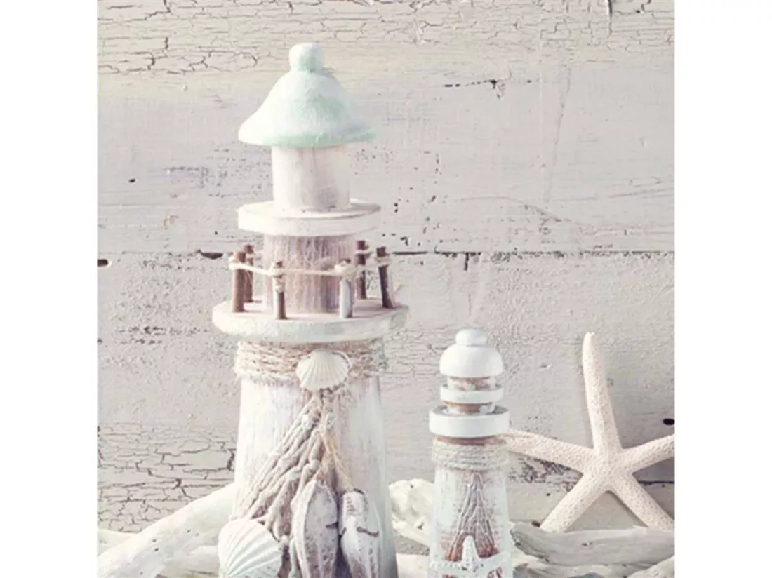 Tableau bois souvenirs de la mer dans un cadre en bois shabby chic - 60 x 40 cm