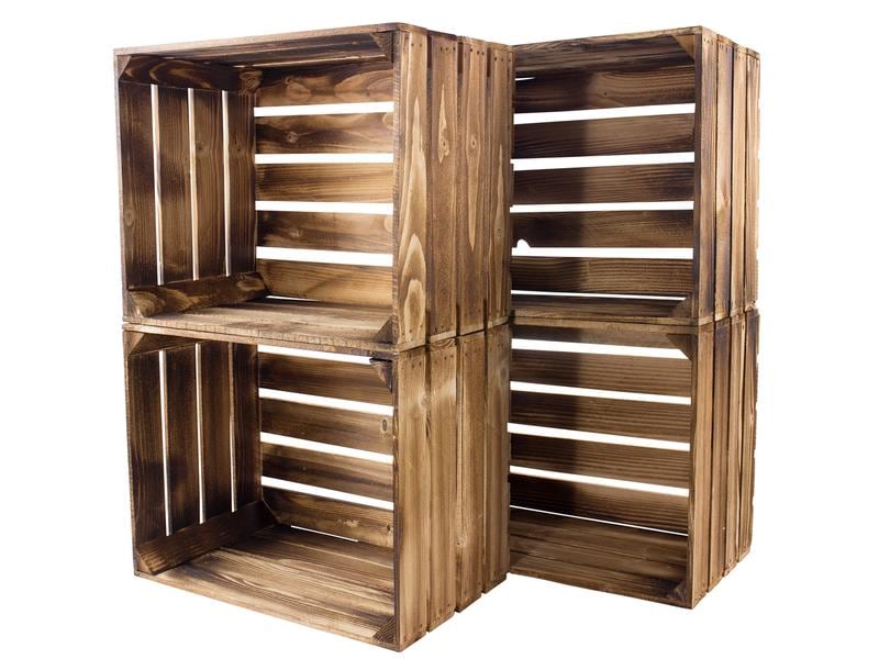 Holz Zollhaus Holzharasse Vintage geflammt 40 x 50 cm Obstharasse Vintage