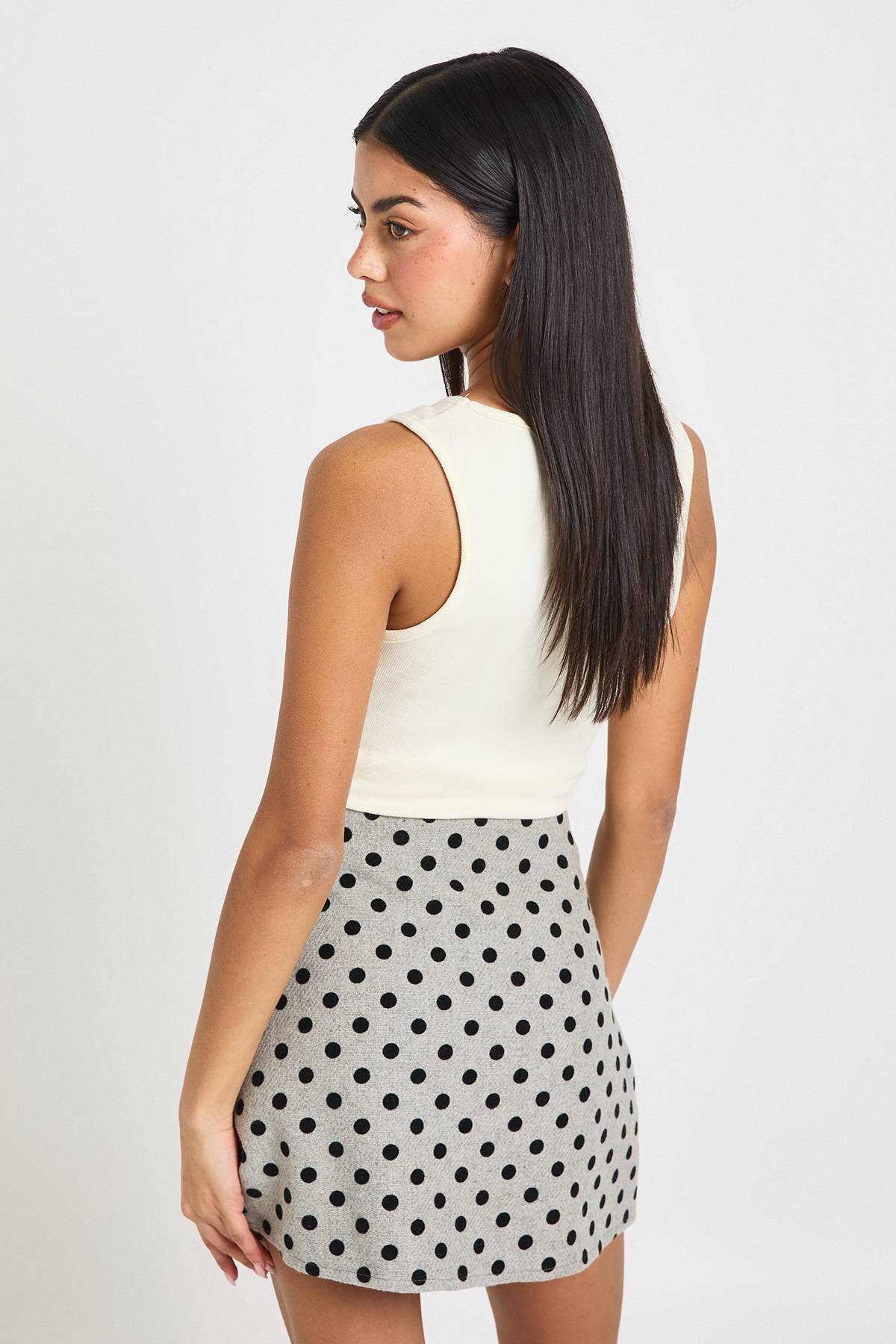 boohoo Mini-jupe À Pois Aspect Laine