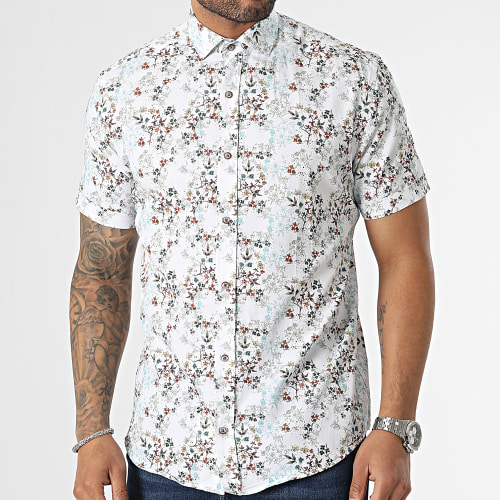 Chemise Manches Courtes Blanc Floral