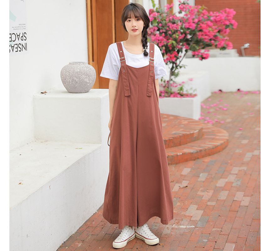 Honey River - Wijde jumpsuit met effen pijpen