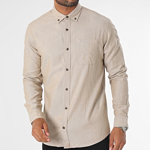 Chemise Manches Longues Classic Melange Beige Taupe