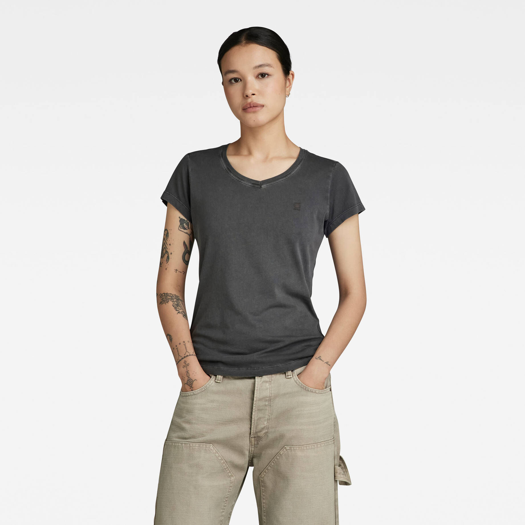 G-Star RAW| Damen T-Shirt OVERDYED EYBEN SLIM V T 2.0