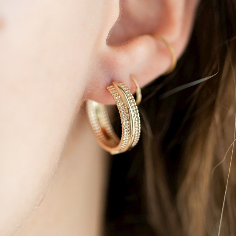 Boules d'Oreilles Plaqué Or Petites Créoles Larges à Charnière