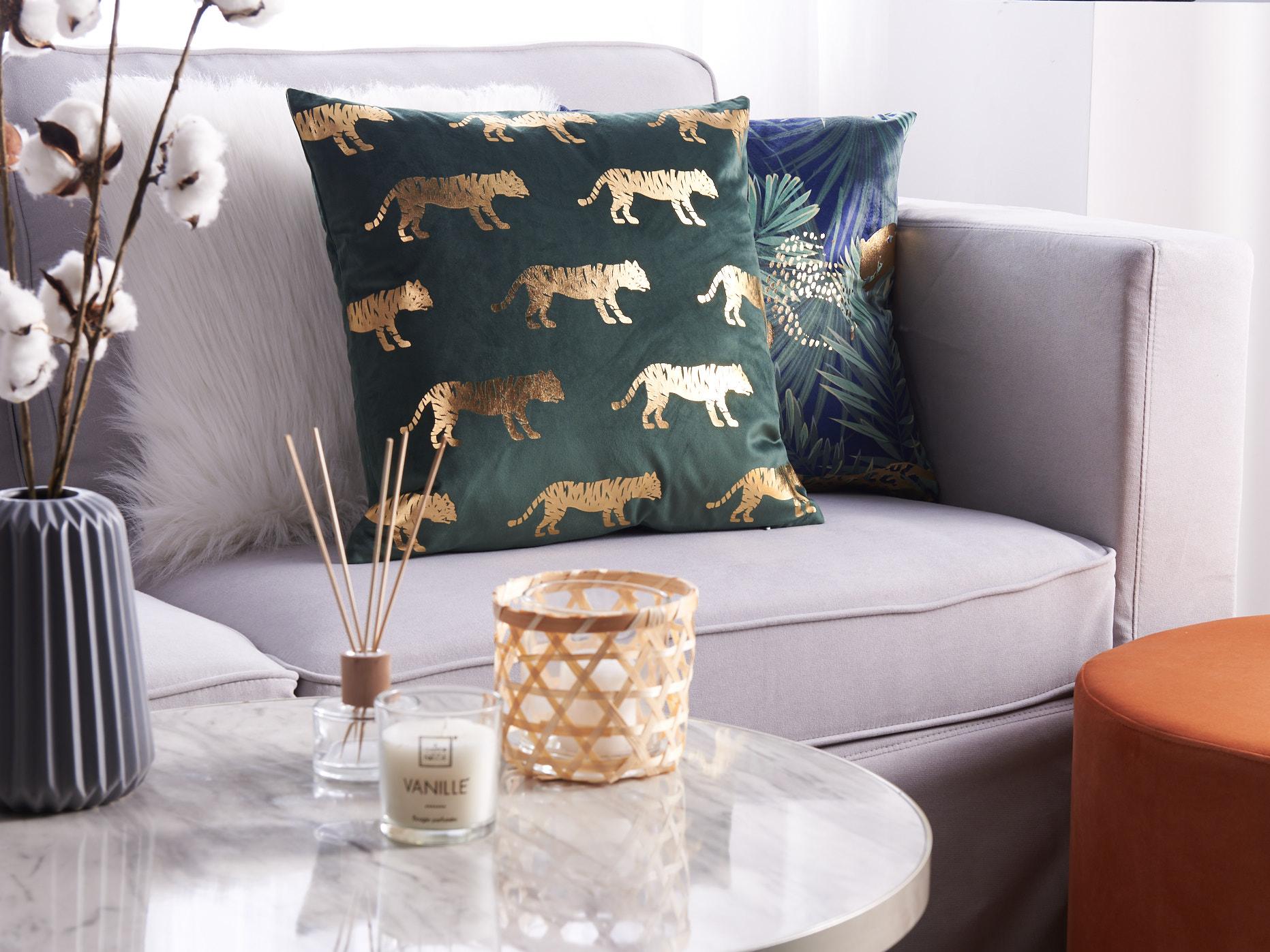 Set van 2 sierkussens BLUEBELL Fluweel 45 x 45 cm Donkergroen dierenprint