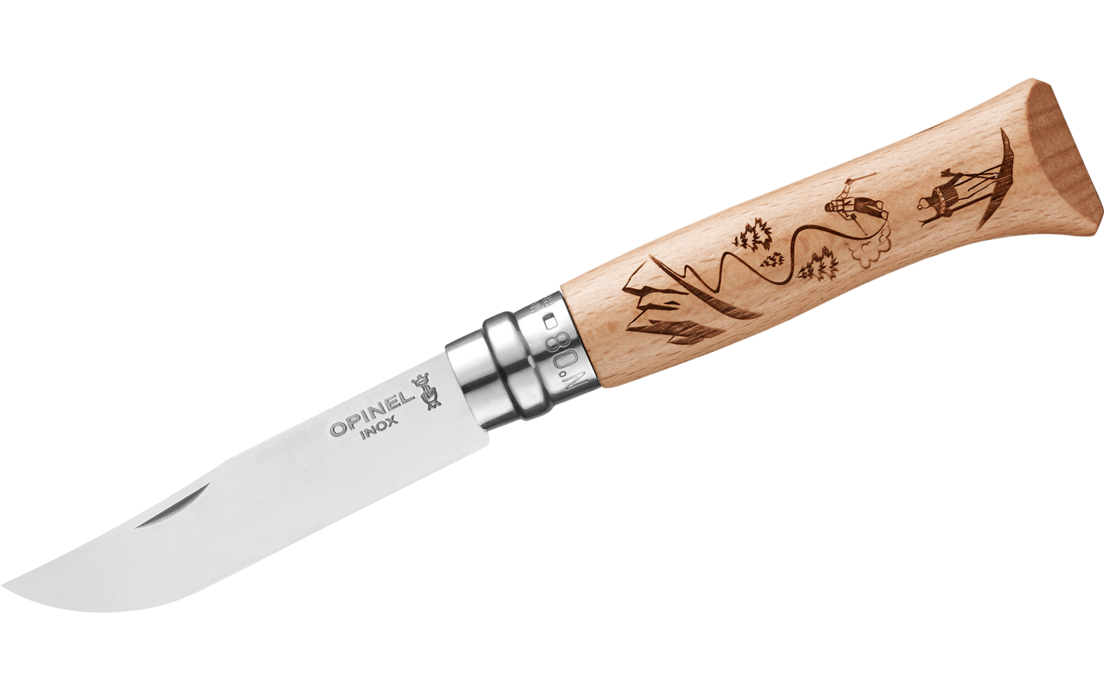 Opinel N°08 Gravure Sport Taschenmesser mit Gravur Klingenlänge 8,5 cm Velo