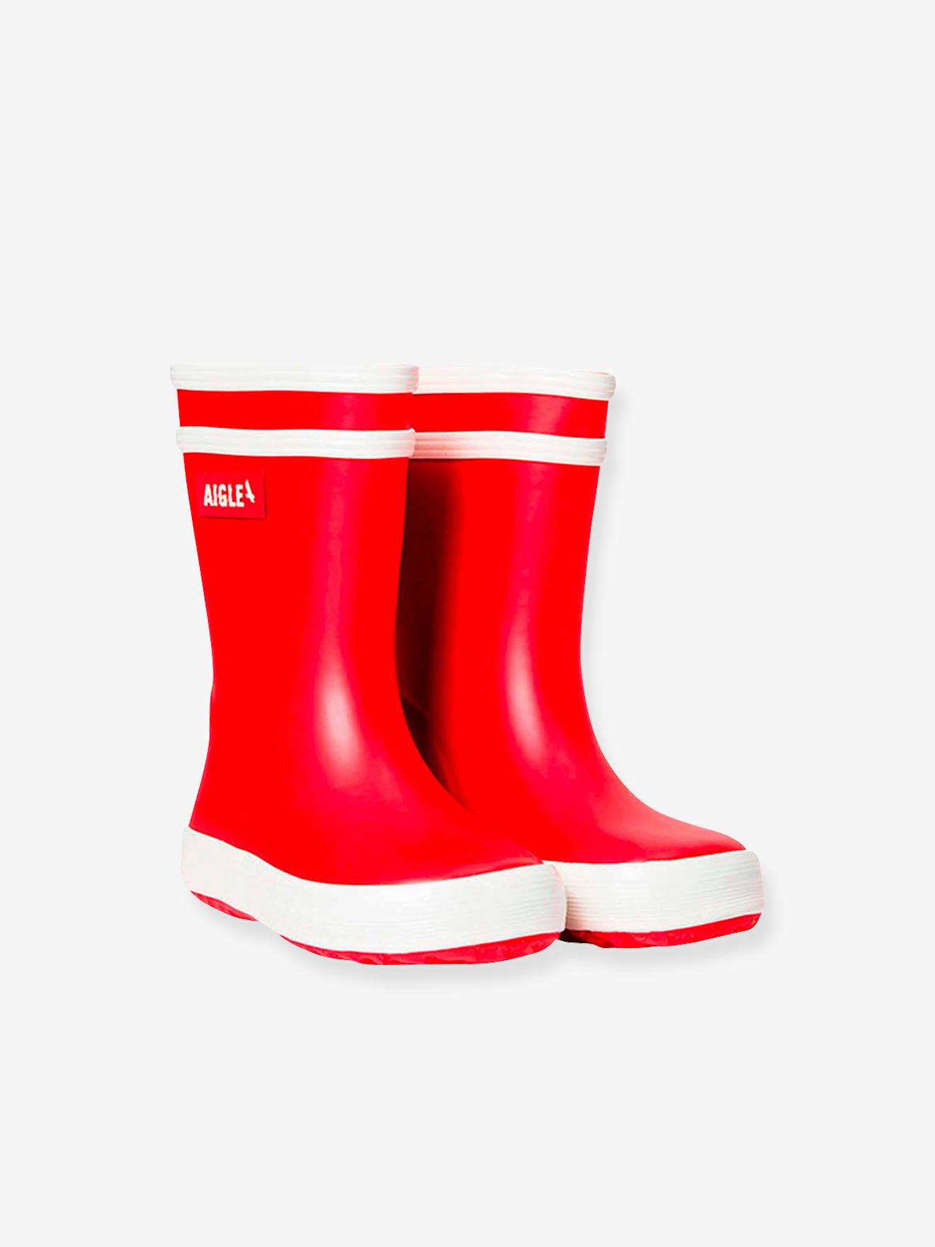 Botas aquáticas Baby Flac AIGLE® vermelhas, tamanho médio, lisas.