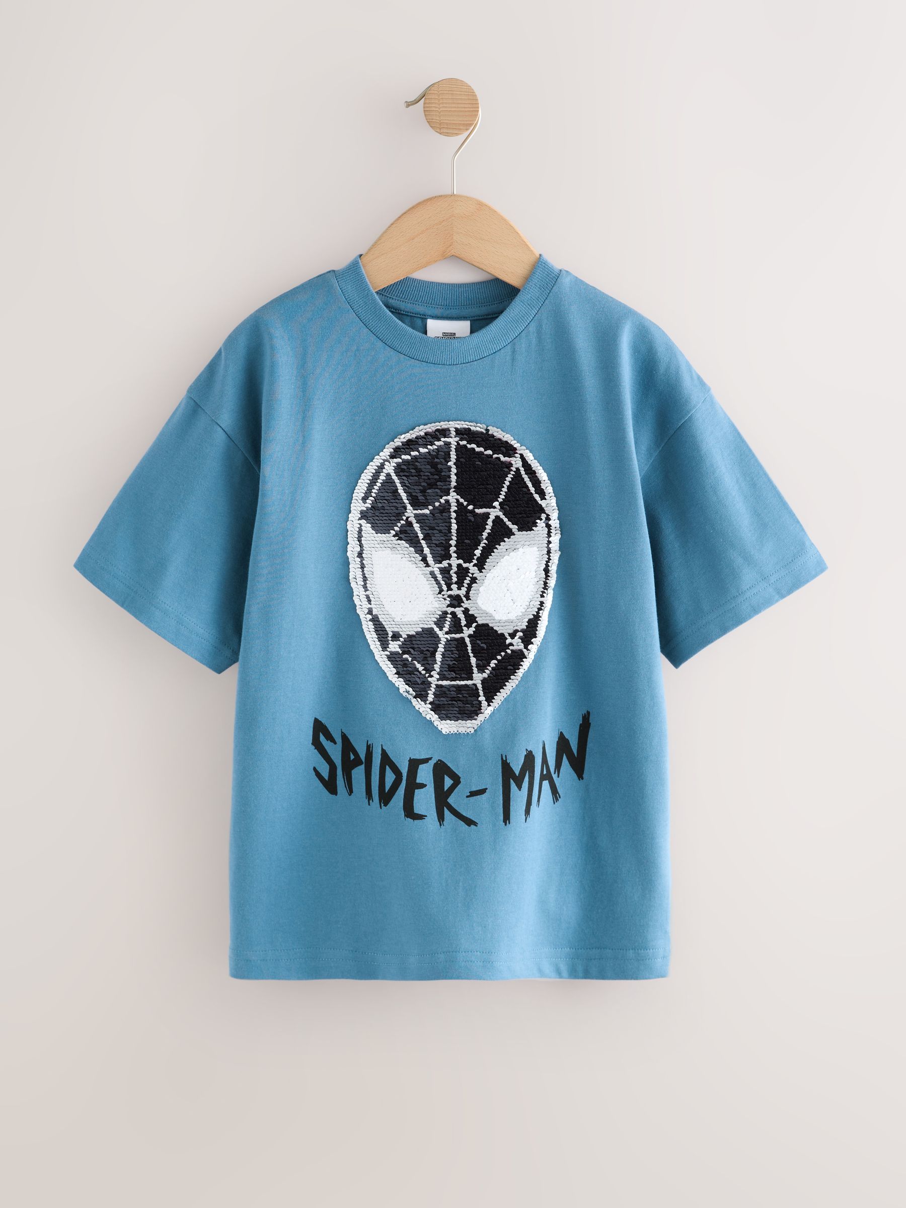 Spiderman blauw - Flippy T-shirt met omkeerbare pailletten (3-16jr)