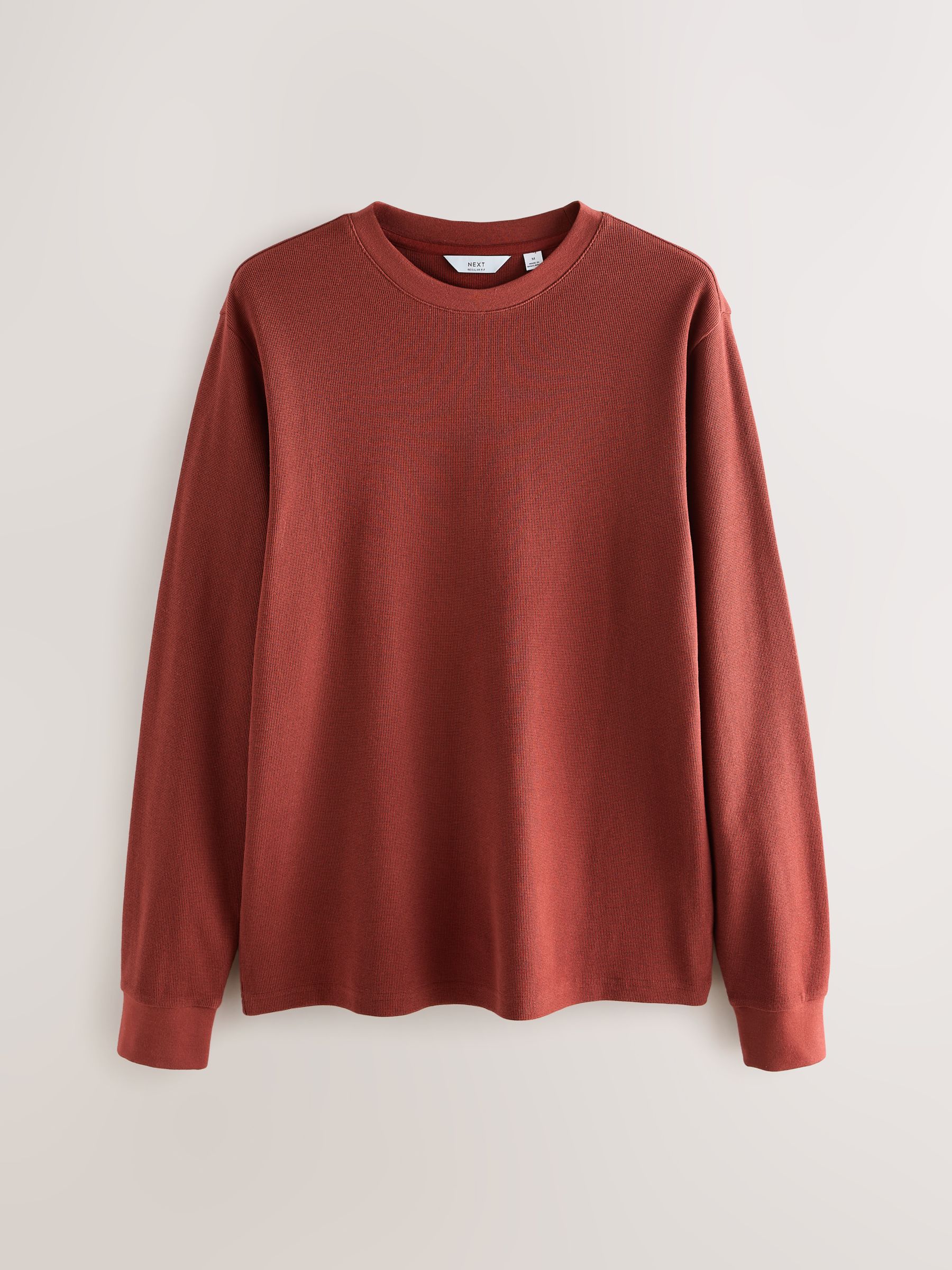 Roestbruin - Micro Waffle Long Sleeve T-Shirt