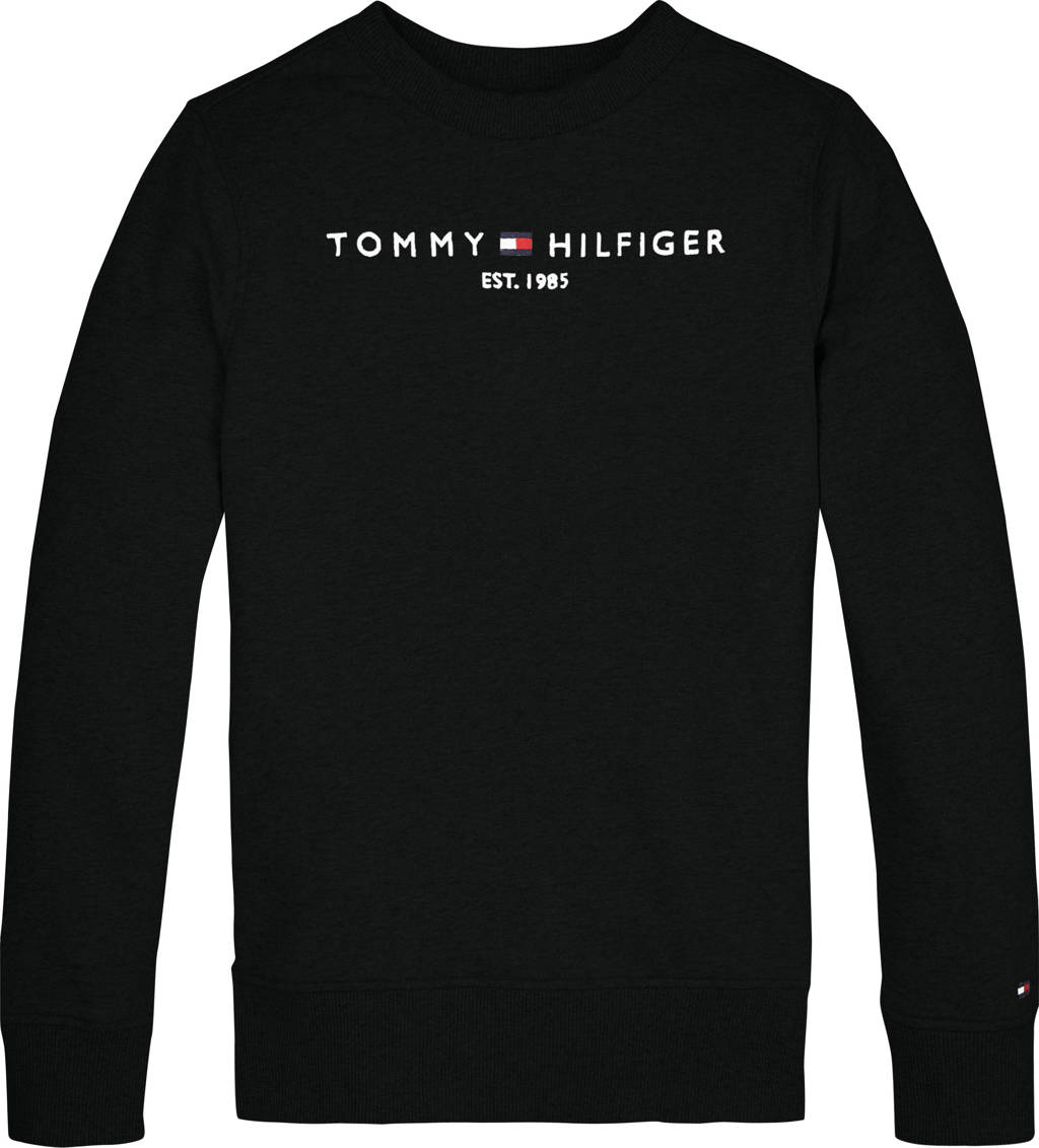 Tommy Hilfiger unisex sweater met logo zwart